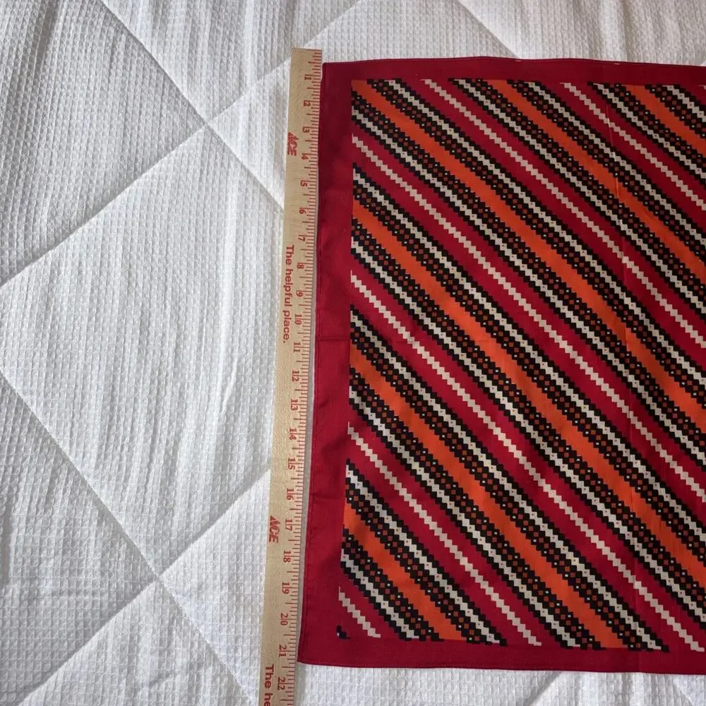 Vintage Striped Bandana – Red Orange Geometric Cotton Headwrap Scarf